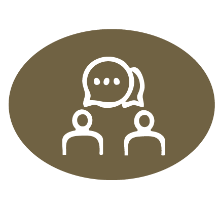 Illustrative icon of two people talking
